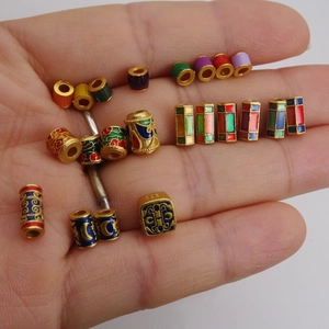 Chinese style gold pumpkin beads and colorful enamel spacers for DIY jewelry making