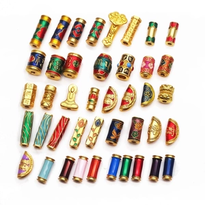 Ancient Gold Copper Spacer Beads For DIY Bracelet Jewelry Making Enamel Drip Oil Lucky Charms Traditional Ethnic Style