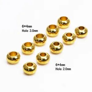 Cuentas espaciadoras de latón 6x4mm para creación de joyas DIY acabado dorado