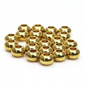 Cuentas espaciadoras de latón pulido dorado con agujeros grandes para joyería artesanal