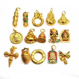 Colgantes de Esmalte de Cobre Tradicional Chino Auspicioso Buda Calabaza Cabeza de León Amuletos para Fabricación de Joyería Accesorios DIY