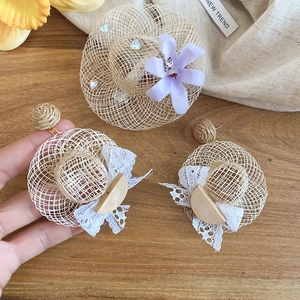 Ensemble de boucles d'oreilles et accessoires cheveux en raphia pour les vacances à la mer