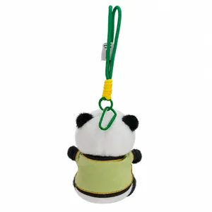 Vue arrière du porte-clés peluche panda en tenue traditionnelle Hanfu verte