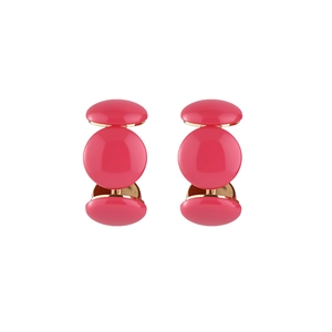 Boucles d'oreilles créoles roses en résine avec base dorée élégante pour femmes