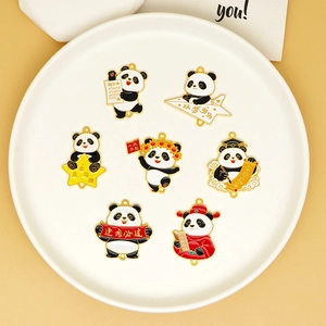 Collection of Chinese style cartoon panda enamel charms for DIY jewelry and phone chains