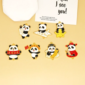 Detailed view of multiple Chinese style panda charms for graduation and exam blessings
