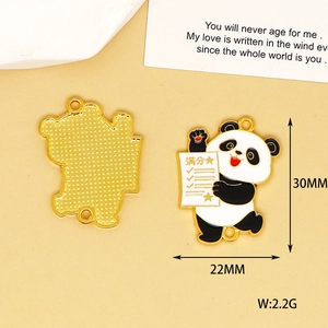 Detail showing exact dimensions of a cute panda enamel charm for DIY jewelry crafting