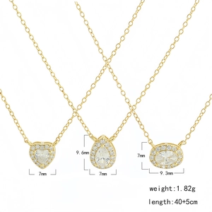 Elegante S925 Silber Goldketten mit Herz-, Tropfen- und ovalen CZ-Anhängern