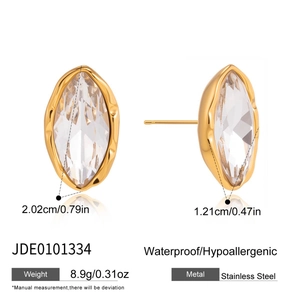 Elegantes pendientes de circonita marquesa en acero inoxidable dorado hipoalergénico