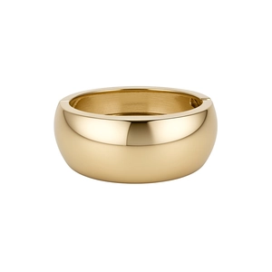 Minimalist thick round gold bangle with a polished mirror finish for women