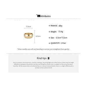 Detailed size and material specifications for gold glossy metal chunky bangle