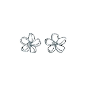 Eleganti orecchini a lobo con fiori traforati in argento dal design minimalista per donna