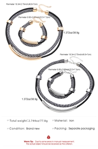Detailed view of the double-layer woven cord necklace and bracelet jewelry set specs