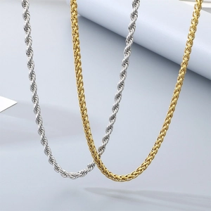 Kollektion aus gold- und silberfarbenen Edelstahl-Kordelketten für Damen und Herren