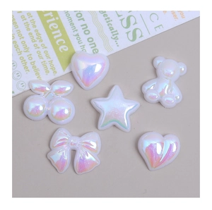Mix of laser iridescent resin bear, heart, and cherry charms for DIY creative craft making