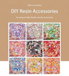 Macro display of mixed colorful resin charms for DIY cream glue craft decoration