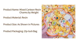 Detailed view of yellow assorted Sanrio character resin charms for DIY crafts and accessories