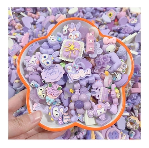 Assorted purple resin cartoon charms for DIY crafts and cream glue accessories