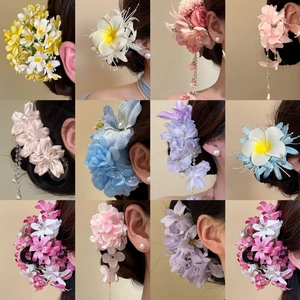 Divers styles de barrettes à fleurs colorées et de pinces latérales pour look d'été doux
