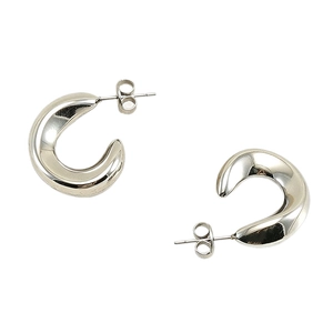Minimalist 18K silver plated stainless steel C-shaped hoop earrings for women