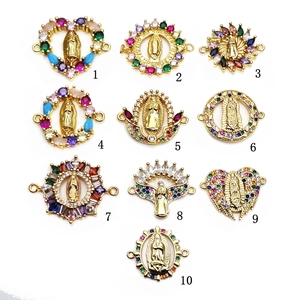 Lot de connecteurs Vierge Marie avec zircons colorés pour la création de bijoux DIY