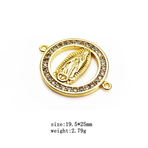 Dettaglio connettore Madonna placcato oro con zirconi per creazione braccialetti fai da te