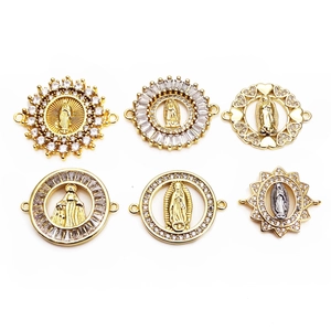 Ciondoli Connettori in Rame Religioso Vergine Maria Micro Pavè Zirconia per Fai da Te Bracciali Collane Componenti per Gioielli Cattolici