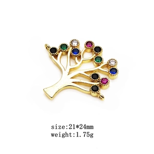 Connettore albero della vita dorato con pietre di zircone multicolore, misura 21x24mm