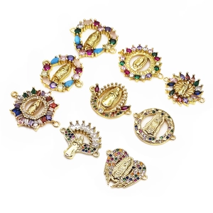 Connecteurs Vierge Marie dorés avec zircons colorés pour la création de bracelets DIY