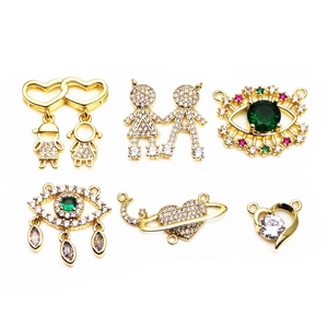 Ciondolo in Rame con Zircone Ragazzo e Ragazza Micro Pave Malocchio Cuore Pianeta Accessorio per Creazione Gioielli Donna