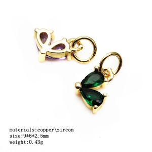 Gold-plated 14K copper heart-shaped zircon pendants for DIY bracelets and necklaces