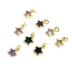 14K Gold Plated Copper Star Pendant With Colorful Zircon Inlaid DIY Jewelry Finding Small Charm For Necklace Bracelet Making
