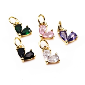 14K Gold Plated Copper Pear Shaped Zirconia Pendants DIY Necklace Bracelet Components For Jewelry Making Women Jewelry