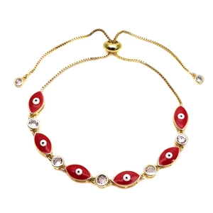 Emaille Boze Oog Verstelbaar Slider Armband Voor Dames Heren Verguld Messing Zirconia Schakelarmband Nazar Sieraden