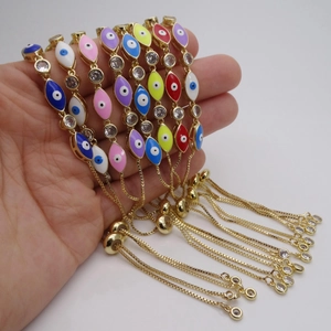 Verstelbare Evil Eye armbanden met kleurrijk emaille en sprankelende kristallen