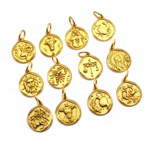 Set de 12 colgantes del zodiaco dorados mate para joyería, con las doce constelaciones
