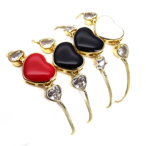 Adjustable Zirconia Heart Bracelet Gold Plated Brass Bolo Box Chain For Women Fashion Jewelry Drip Oil Star Charm Wrist Link