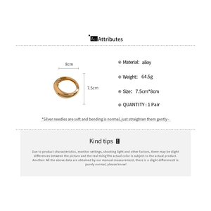 Product attributes of irregular gold bangle with 7.5x8cm size and 64.5g weight