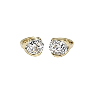 Eleganti orecchini huggie placcati in oro 18k con zircone ovale in stile minimalista.
