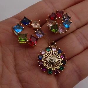 Conectores de corazón de circón colorido y puente arcoíris para hacer pulseras de bricolaje
