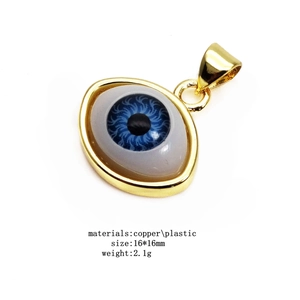 3D vergoldeter Kupfer-Evil-Eye-Anhänger mit blauer Pupille für DIY-Schmuck