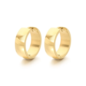 Minimalist gold plated stainless steel hoop earrings with smooth polished finish for unisex