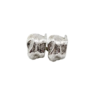 Vintage silver-colored C-shaped earrings featuring a unique crinkled textured design.