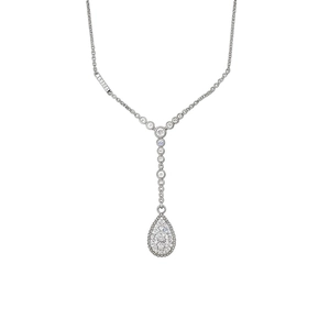 Elegant silver-toned necklace with a sparkling teardrop zircon pendant for women