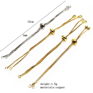 Catena box regolabile da 12 cm in rame con perline scorrevoli per gioielli DIY