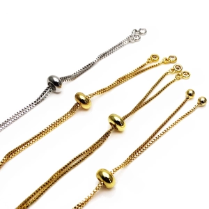 Bracciali a catena box regolabili in oro e argento con perline scorrevoli per gioielli fai da te