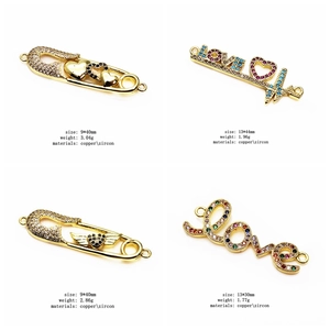 Dettaglio di connettori in ottone placcato oro con micro-pave di zirconi per bracciali DIY