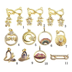 Selection of micro-inset zircon pendants including butterfly, heart, and star shapes