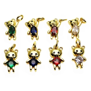 DIY Copper Zirconia Teddy Bear Pendant For Necklace Bracelet Making Colorful Bear Charms Fashion Jewelry Findings Gift