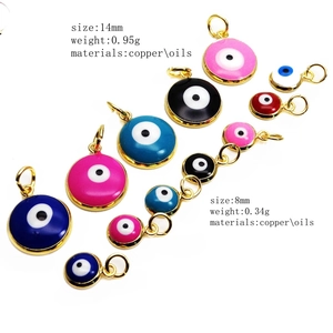 Golden evil eye enamel charms in 14mm and 8mm sizes for jewelry making and DIY projects